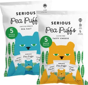 Serious-Pea-Puffs-75g-5-Pack on sale