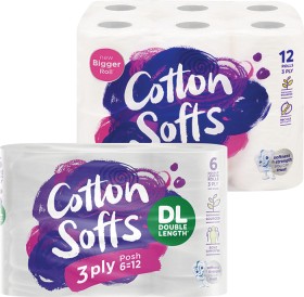 Cotton+Softs+Toilet+Tissue+12+Pack+or+Double+Length+6+Pack