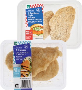 Woolworths+Crumbed+Chicken+Breast+Burgers+or+Schnitzels+2+Pack