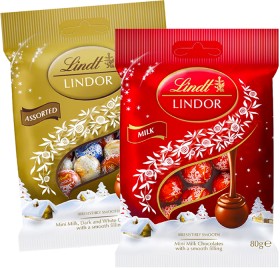 Lindt-Lindor-Milk-or-Assorted-Baubles-80g on sale