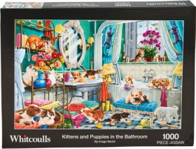 Whitcoulls+1000+Piece+Puzzle+-+Kittens+and+Puppies+in+the+Bathroom