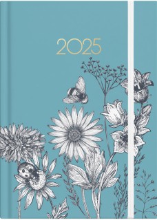 2025+Diary+-+A5+Week-To-View+Flower+Sketch