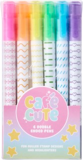 WHSmith+Caf%26eacute%3B+Cute+Stamper+Highlighters+Pack+of+6