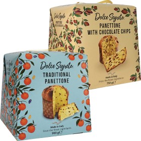 Dolce-Segreto-Panettone-Classico-900g-or-Panettone-Choc-Chip-750g-or-Pandoro-1kg on sale