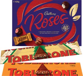 Cadbury+Roses+420g+or+Toblerone+360g