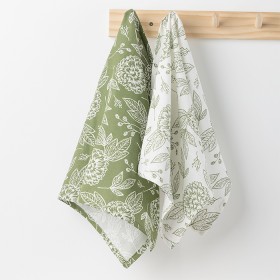 Gracious+Living+Slub+Floral+Tea+Towels+2-Pack+in+Olive