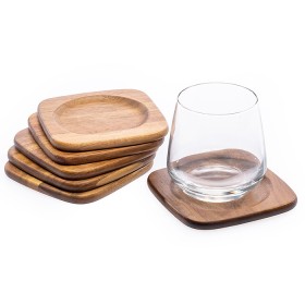 Acacia+Coasters+6+Piece+Set