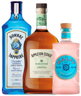 Bombay+Sapphire+Gin%2C+Appleton+Estate+Signature+Blend+Rum+1L+or+Malfy+Gin+Range+700ml