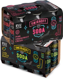 Smirnoff+Soda+Pink+Grapefruit+Crush+6%25+or+Smirnoff+Soda+Yuzu+Citrus+Burst+6%25+6+x+330ml+Cans