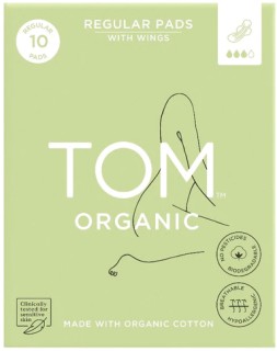 TOM+Organic+Ultra+Thin+Regular+Organic+Cotton+Pads+with+Wings+10+Pack