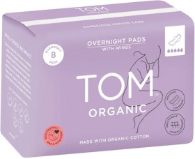 TOM+Organic+Overnight+Pads+with+Organic+Cotton+8+Pack