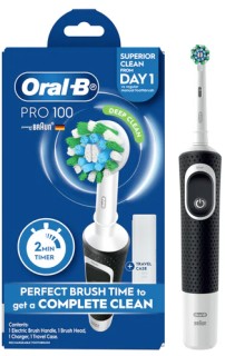 Oral-B-Pro-100-Black-Cross-Action-Electric-Toothbrush-with-Charger on sale