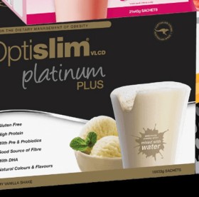 Optislim+VLCD+Platinum+Plus+Meal+Replacement+Shake+Vanilla+18+x+53g