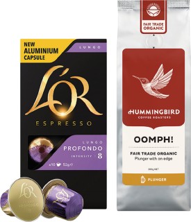 L%26rsquo%3BOr+Espresso+Capsules+10+Pack+or+Hummingbird+Coffee+200g