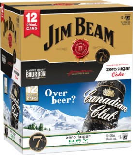 Jim+Beam+Gold+Zero+7%25+or+Canadian+Club+%26amp%3B+Dry+Zero+7%25+12+x+250ml+Cans