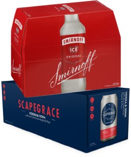 Smirnoff+Ice+Original+5%25+10+x+300ml+Bottles+or+Scapegrace+RTD+Range+5%25+10+x+330ml+Cans