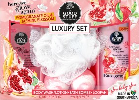 Good-Stuff-Here-We-Glow-Again-Luxury-Gift-Set-175ml2x45g on sale