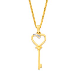 9ct%2C+Diamond+Heart+Key+Pendant