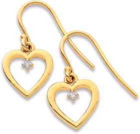 9ct%2C+Diamond+Heart+Hook+Earrings