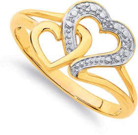 9ct%2C+Diamond+Double+Heart+Ring