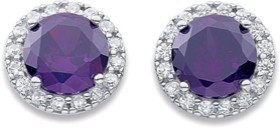 Sterling+Silver+Violet+Cubic+Zirconia+Cluster+Earrings