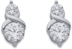 Sterling+Silver+Cubic+Zirconia+Kiss+Centre+Studs