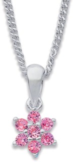 Sterling+Silver+Pink+Cubic+Zirconia+Flower+Pendant