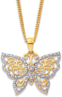 9ct%2C+Diamond+Filigree+Butterfly+Pendant