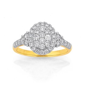 9ct%2C+Diamond+Oval+Cluster+Ring