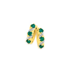 9ct+Synthetic+Emerald+and+Diamond+Earrings