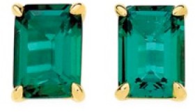 9ct+Created+Emerald+Stud+Earrings