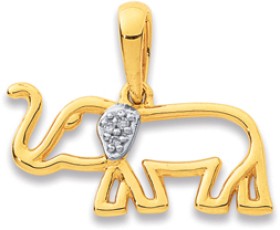 9ct%2C+Diamond+Elephant+Pendant