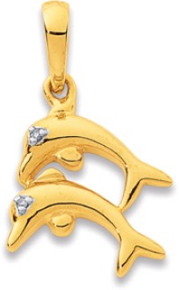 9ct%2C+Diamond+Double+Dolphin+Pendant