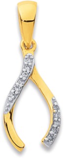 9ct%2C+Diamond+Lucky+Wishbone+Pendant