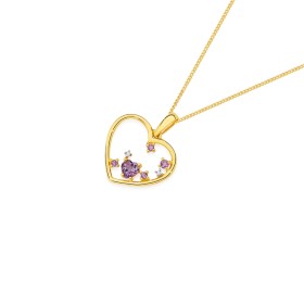 9ct-Amethyst-with-Diamond-Open-Heart-Pendant on sale