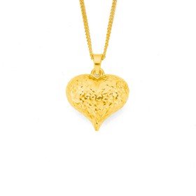 9ct+15mm+Puff+Heart+Pendant