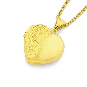 9ct+15mm+Engraved+Heart+Locket