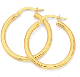 9ct+2.5x20mm+Polished+Hoops