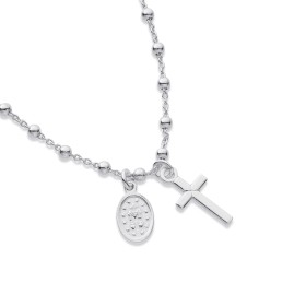 Sterling+Silver+Cross+%26amp%3B+Medal+on+Beaded+Chain