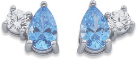 Sterling+Silver+Blue+Cubic+Zirconia+Studs