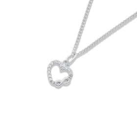 Sterling+Silver+Cubic+Zirconia+Heart+Infinity+Pendant