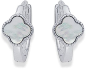 Sterling-Silver-Mother-of-Pearl-Clover-Huggies on sale