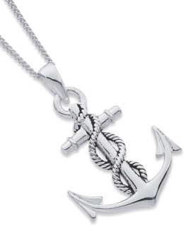 Sterling+Silver+Anchor+with+Rope+Pendant