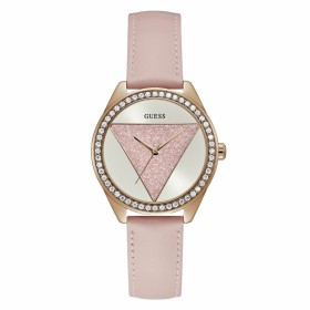 Guess+Tri+Glitz+Rose+Tone+Leather+Strap+Ladies+Watch