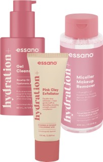 Essano+Hydration%2B+Gel+Cleanser+140ml%2C+Exfoliator+100ml+or+Micellar+Water+400ml