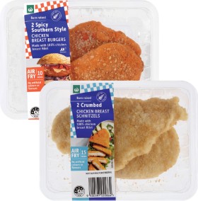 Woolworths+Crumbed+Chicken+Breast+Schnitzel+or+Chicken+Breast+Burger+2+Pack%2A