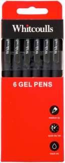 Whitcoulls-Black-Gel-Pens-Pack-of-6 on sale