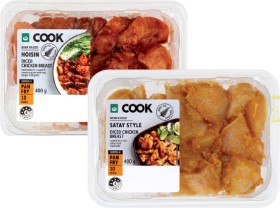 Woolworths+Cook+Sweet+Chilli+Tenderloin+360g%2C+Lemon+%26amp%3B+Coriander+Strip+400g%2C+Diced+Chicken+Hoisin+or+Satay+or+Chicken+Strip+Peri+Peri+400g