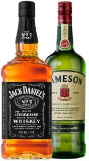 Jack-Daniels-Whiskey-or-Jameson-Irish-Whiskey-1L on sale