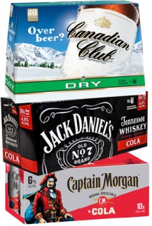 Canadian+Club+%26amp%3B+Dry+4.8%25+10+x+330ml+Bottles%2C+Jack+Daniel%26%23039%3Bs+%26amp%3B+Cola+4.8%25+or+Captain+Morgan+Spiced+%26amp%3B+Cola+6%25+10+x+330ml+Cans